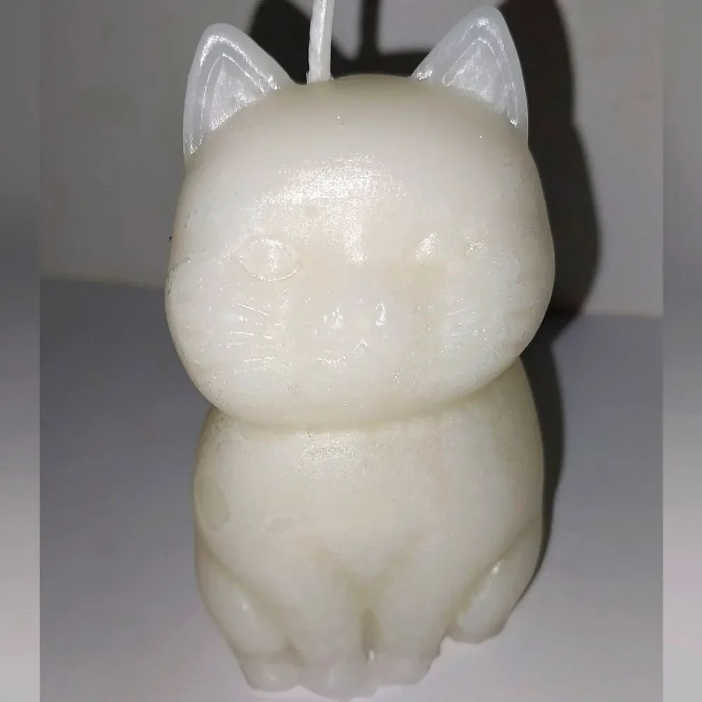 Hand crafted limited edition white candle from our Cat Lady candle collection